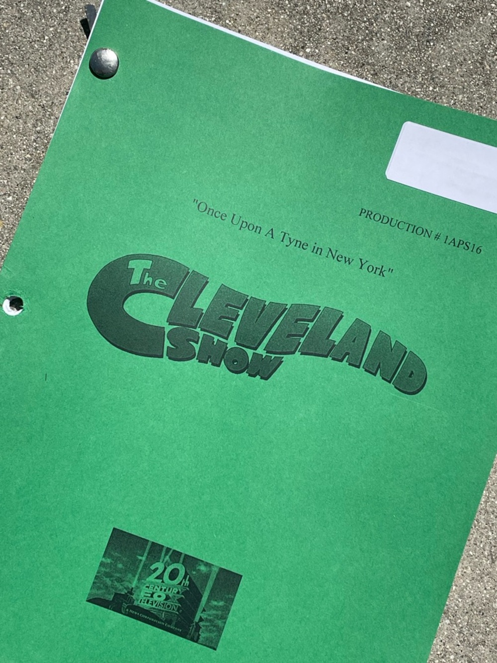 The Cleveland Show 2009 One Upon A Tyne in NY Production Used Table Draft Script